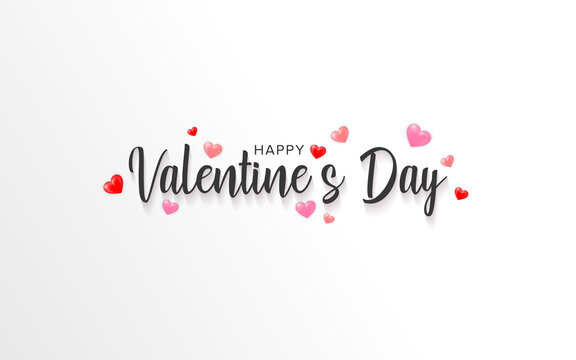 Happy Valentine's day text. Valentines Hand lettering typography poster background.