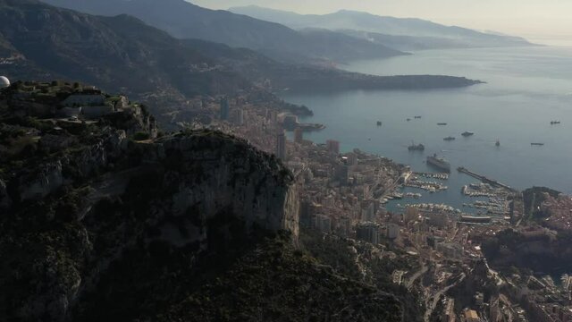 France, Monaco, Larvotto. Monte Carlo, mediterranean expansion, in the background.