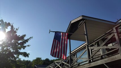 american flag usa camp forest blue sky - Powered by Adobe
