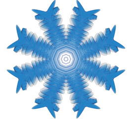 Mandala air painted snowflakes on a white background 