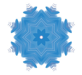 Mandala air painted snowflakes on a white background 