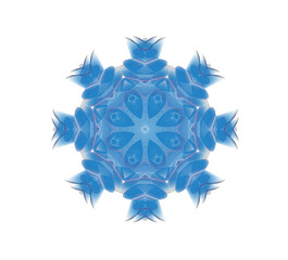 Mandala air painted snowflakes on a white background 