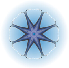 Mandala starfish lilac base inside on a white background