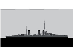 HMS Queen Mary. Royal navy battlecruiser. Vector image for illustrations and infographics.