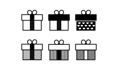 gift boxes icons set with bows and ribbons on white background.Vector ilustration