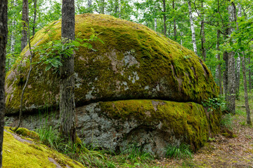 big stones boulders in the forest