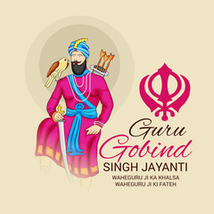 Vector illustration of a Background for Happy Guru Gobind Singh Jayanti festival for Sikh Celebration.