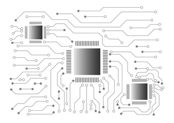 High technology concept. Grey circuit board on white background. Technology banner, electric model, creative idea.