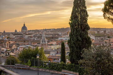 Fototapeta na wymiar Rome, villa Borgese, panorama view