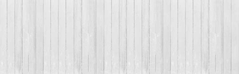 Obraz premium Panorama of White painted vintage old wooden fence texture and seamless background