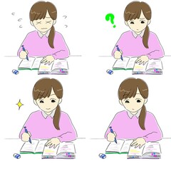 勉強する女の子セット
