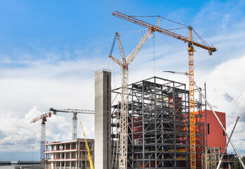 Construction site with cranes