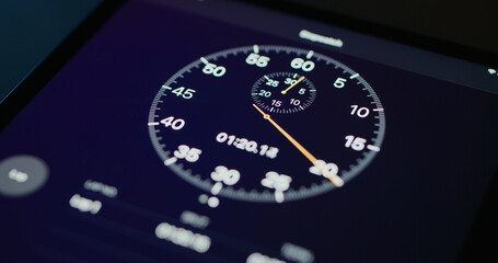 Stop watch on the screen