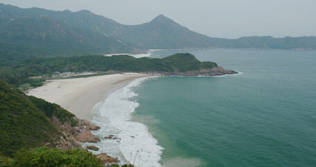 Obraz premium Sea wave on beach on island