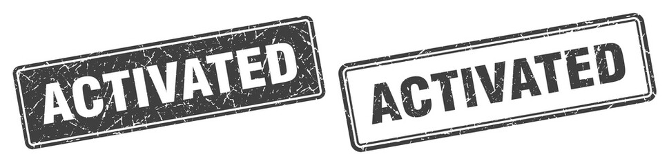 activated stamp set. activated square grunge sign