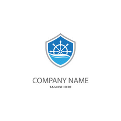 ship steering logo vector icon illustration template