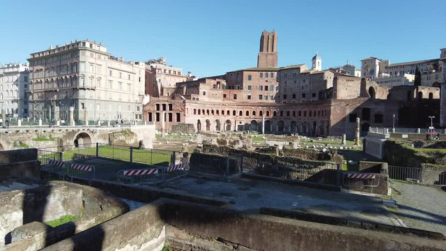 The ancient Trajan's Market in Rome on a sunny morning, Italy.