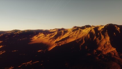 beautiful view from an exoplanet, a view from an alien planet, a computer-generated surface, a fantastic view of an unknown world, a fantasy world 3D render
