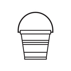 Garden Bucket Icon in Line Art Design