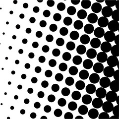 Black polka dot halftone background. Vector illustration.