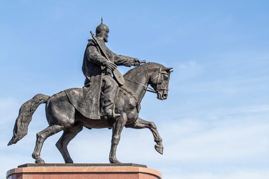Petropavlovsk, Kazakhstan - August 28, 2020: Monument to the Batyrs of Kazakhstan.
