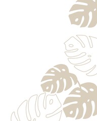 Vector illustration of line art drawing with abstract shape. Smooth lines, tropical flowers and leaves. Abstract versatile art pattern. For poster, postcard, invitation, flyer, cover, banner, etc.