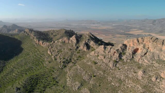 Jumilla mountainous region of Murcia, Spain, aerial panoramic landscape