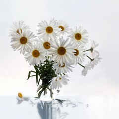 Still life with bouquet of daisy flowers