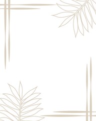Fototapeta na wymiar Vector illustration of line art drawing with abstract shape. Smooth lines, tropical flowers and leaves. Abstract versatile art pattern. For poster, postcard, invitation, flyer, cover, banner, etc.