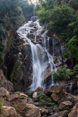 Obraz premium Mae Tia Waterfall is the most beautiful waterfall in Ob Luang National Park,Doi Kaeo, Chom Thong,Chiang Mai ,Thailand 
