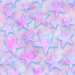 Obraz premium Seamless star pattern, star on a pink background. 3D render, illustration. Festive abstract concept. New year, christmas, textiles, paper