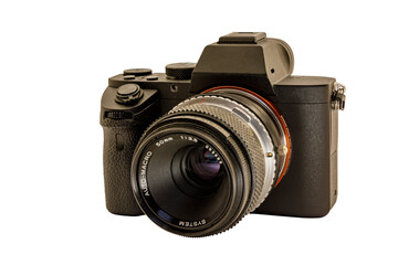 small black camera on a white background