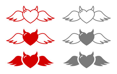 Fototapeta premium heart horns icon set