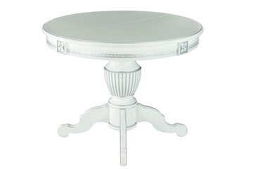 wooden white round table on white background