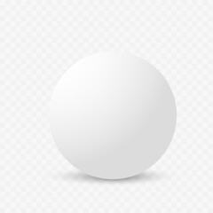 Realistic white sphere on transparent background. Vector illustration