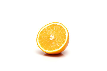 Half sliced delicious and juicy ripe oranges isolated
