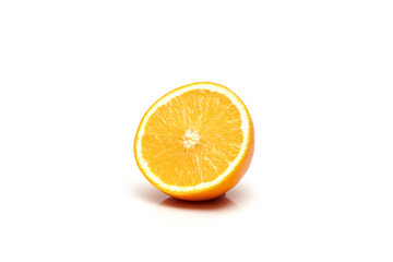 Half sliced delicious and juicy ripe oranges isolated