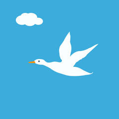Obraz premium Flying wild duck - vector. Spring mood. Bird life.