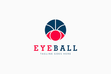 Basketball Club Logo. Blue and Red Circle Shape Ball Symbol with Eye Icon Combination isolated on White Background. Usable for Sport Logos. Flat Vector Logo Design Template Element.