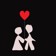 Art and illustration. Loving couple. Valentine's Day. Layout. Minimal design template for postcard, poster, banner, cover, packaging