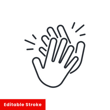 Clapping hand icon. Clap your hands. Hand clap for applause gesture logo. standing ovation Cheerful appreciation for web and app. editable stroke Vector illustration design on white background. EPS 10