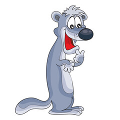 funny ferret character, cartoon illustration, isolated object on white background, vector illustration,