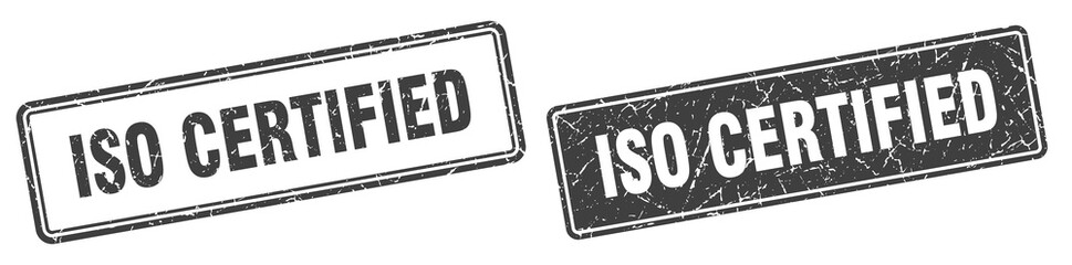 iso certified stamp set. iso certified square grunge sign