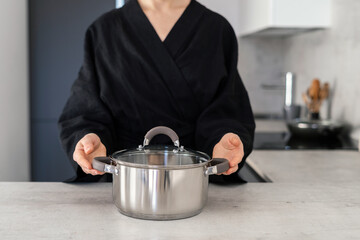 Modern kitchen in apartment with new interior