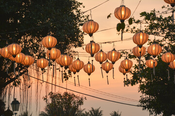 lanterns at sunset
