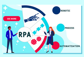 Vector website design template . RPA - Robotic Process Automatisation acronym. business concept background. illustration for website banner, marketing materials, business presentation, online advertis