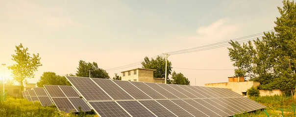Solar photovoltaic panels built in rural Asia