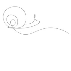 One line drawing snail. Vector illustration