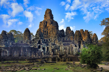 Fototapeta na wymiar Bayon temple, Angkor Thom, Siem Reap, Cambodia, Asia