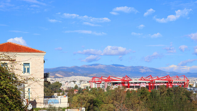 Photo of famous stadium of Olympiakos known as Karaiskaki stadium